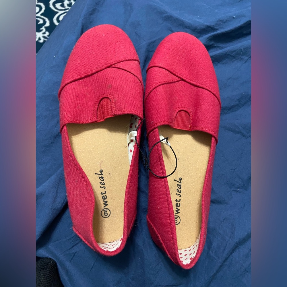 Red canvas flats